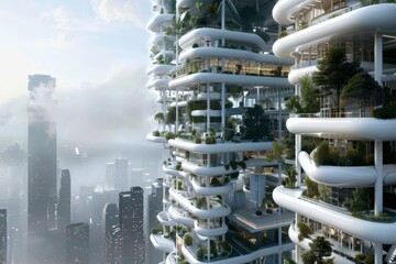 Design a skyscraper that serves as a vertical manufacturing hub, with 3D printers and robotic assembly lines churning out products on every level.