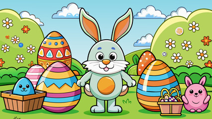 easter template cartoon vector illustration