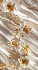 White and Gold Floral Wallpaper Design