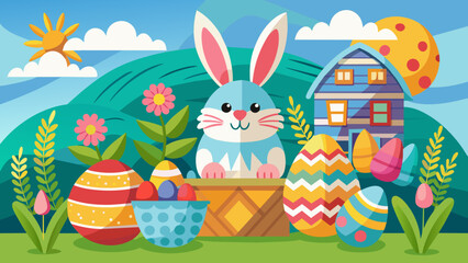 easter template cartoon vector illustration