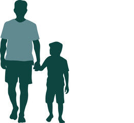 Flat design father and son silhouette