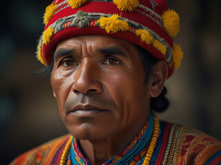 Obraz premium Peruvian Man in Traditional Clothes