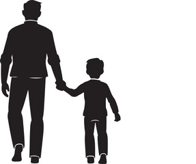Flat design father and son silhouette