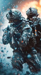 Fototapeta premium Futuristic Combat Unit: Elite Soldiers in High-Tech Uniform