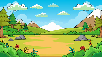 empty blank landscape nature scenes cartoon vector illustration