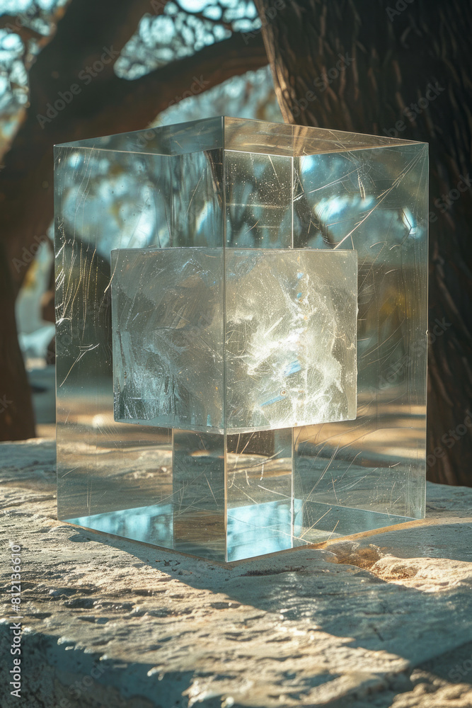 Poster art piece illustrating a small, mirrored box containing an object, with the mirrors creating the ill