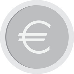 Silver coin with euro sign vector illustration. Transparent background	
