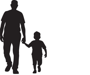 Flat design father and son silhouette