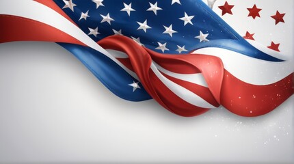 Dynamic USA Flag Memorial Days Illustration Suitable for Graphic Resources Banner and Greetings Card Template Copy Space