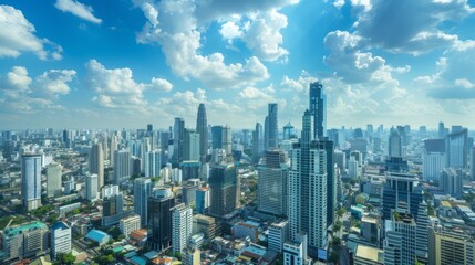 Bangkok Cityscape, Business district with high building at sunshine day, Bangkok, Thailand, Asia