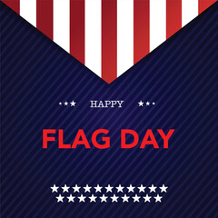 June 14th - Flag Day in the United States of America. Vector banner design template featuring the American flag and text on a white and blue background.