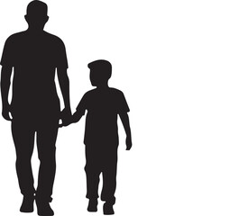 Flat design father and son silhouette