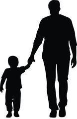 Flat design father and son silhouette