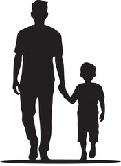 Flat design father and son silhouette