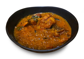 Spicy Chicken Curry in Black Bowl