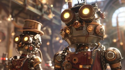 The Order of the Cog: A faction of steam-powered automatons led by a giant clockwork mastermind, their bodies whirring and gears turning.