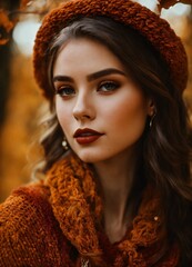 a beautiful girl wearing rich autumn tones