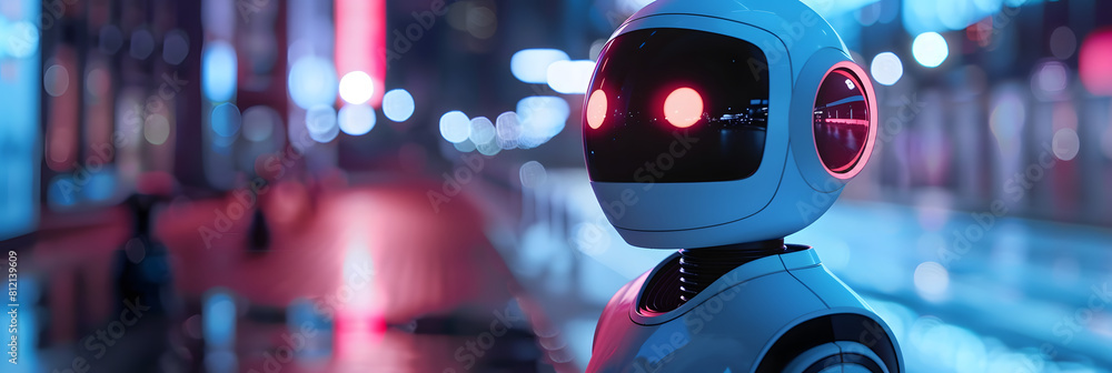 Poster ai chatbots working and chatting in computer, 