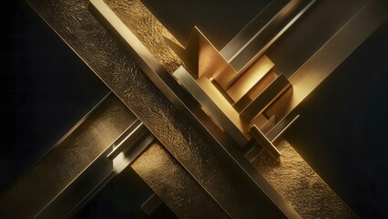 Luxury 3D abstract golden and black background