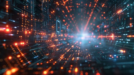 Obraz premium A computer generated image of a city with a bright blue sky