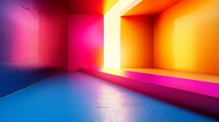 Fototapeta premium A room with a blue wall and a pink wall