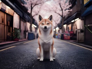 portrait of a dog in street