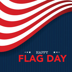 June 14th - Flag Day in the United States of America. Vector banner design template featuring the American flag and text on a white and blue background.