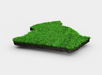 Algeria Map Soil Land Geology Cross Section Green Grass And Rock Ground Texture 3d Illustration