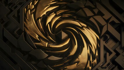 Luxury 3D abstract golden and black background