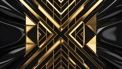 Obraz premium Luxury 3D abstract golden and black background