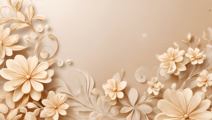 Abstract cream color background on simple floral design wallpaper