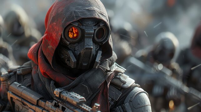 The soldier of the future is here. The AI-powered combat suit gives him an edge in battle, and the built-in safety features keep him safe.
