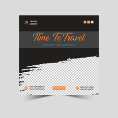 Travel agency social media instagram post or social media web banner Premium Vector	
