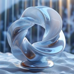 Abstract 3D figure in the form of a spiral ring on a stand
