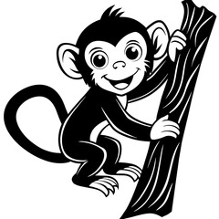 adorable-monkey--side-view--climb-the-tree--whole