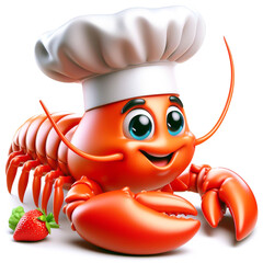 3D funny lobster cartoon on white background
