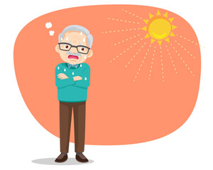 elderly thirsty from heat of the summer sun