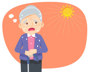 elderly thirsty from heat of the summer sun