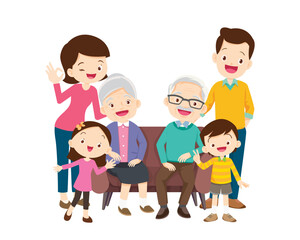 Big happy multi-generational family siblings relatives portrait