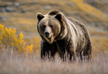 A view of a Grizzly Bear in the forest