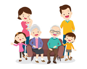 Big happy multi-generational family siblings relatives portrait