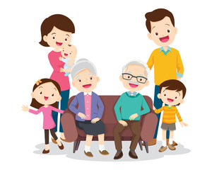 Big happy multi-generational family siblings relatives portrait