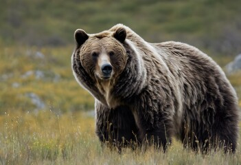 Fototapeta premium A view of a Grizzly Bear in the forest