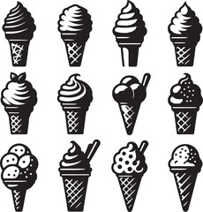 Ice cream vector design black color.