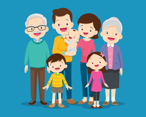 Big happy multi-generational family siblings relatives portrait