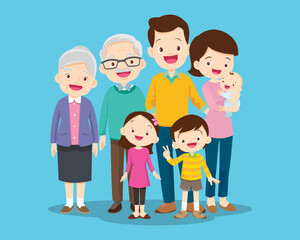 Big happy multi-generational family siblings relatives portrait