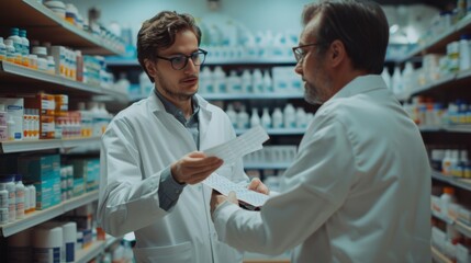 Obraz premium Pharmacists Discussing a Prescription