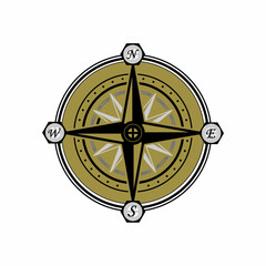 Templat desain logo vektor navigasi arah petualangan kompas mawar angin. Kompas bahari antik. Logo Kompas Navigasi Angin Bintang, desain logo vektor kompas, template logo kompas © BigBody