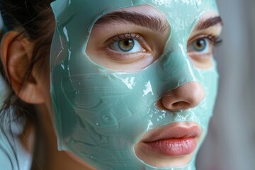 Spa woman with facial hydrogel mask