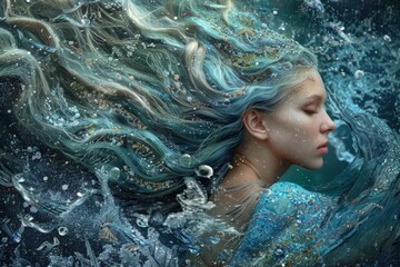 Aquarius zodiac sign constellation, woman image